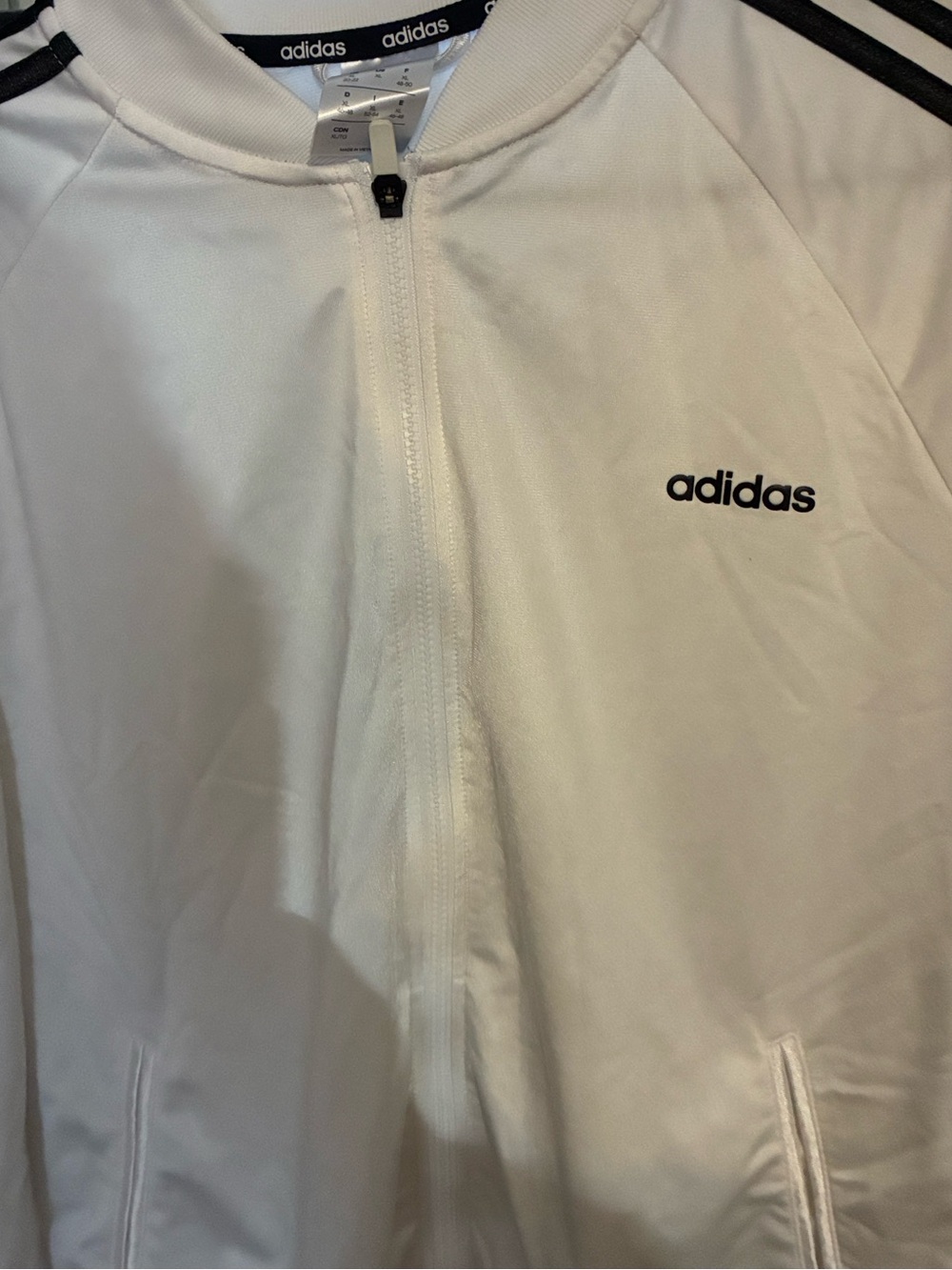 adidas Kids White Jacket with Black Accents